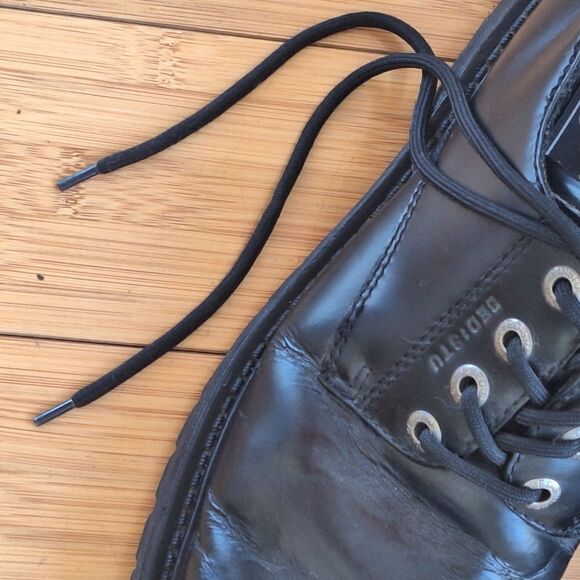 BED STU Mens Size 9 Black Chunky Heel Leather Oxford Gothic Emo Punk Shoes - Picture 15 of 16